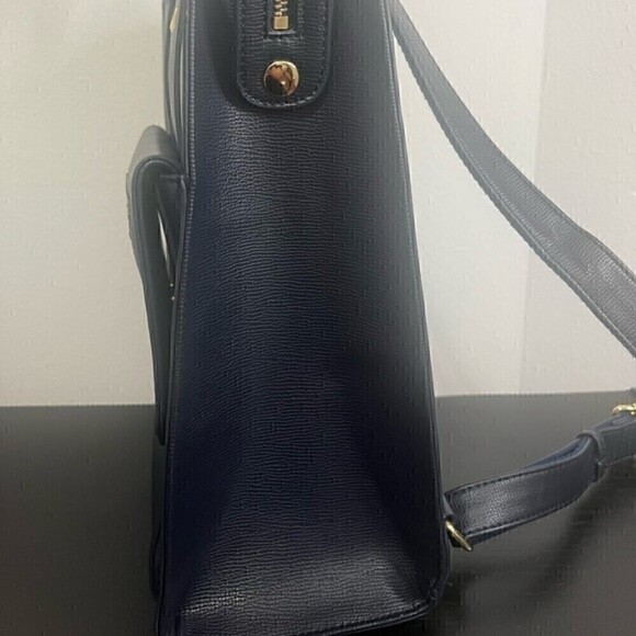 McLanee  Navy Leather Backpack